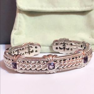 Judith Ripka amethyst 11mm 925 cuff bracelet